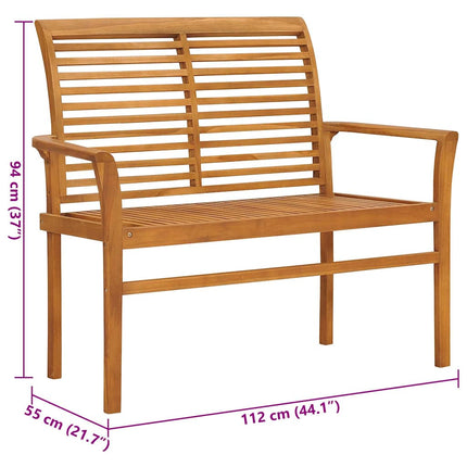 Trädgårdsbänk med grå dyna 112 cm massiv teak