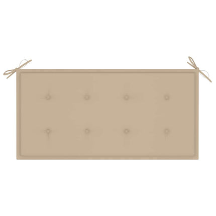 Trädgårdsbänk med beige dyna 112 cm massiv teak