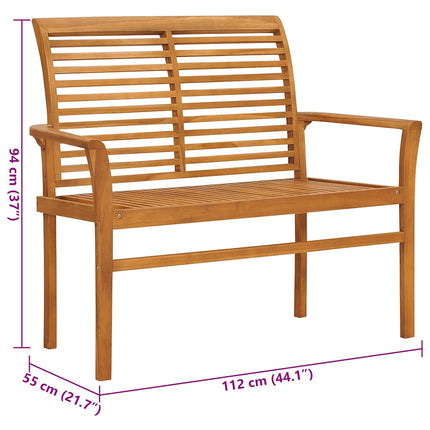 Trädgårdsbänk med beige dyna 112 cm massiv teak