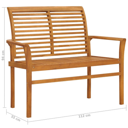Trädgårdsbänk med dyna rött rutmönster 112 cm massiv teak
