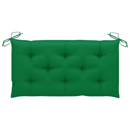 Trädgårdsbänk med grön dyna 112 cm massiv teak