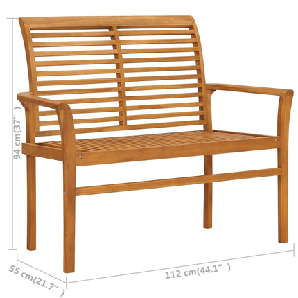Trädgårdsbänk med ljusgrön dyna 112 cm massiv teak