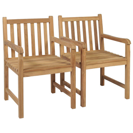 Trädgårdsstolar 2 st med beige dynor massiv teak