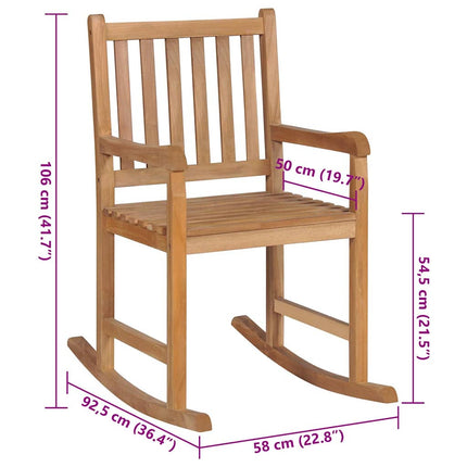 Gungstol med beige dyna massiv teak