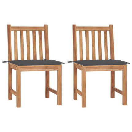 Trädgårdsstolar 2 st med dynor massiv teak
