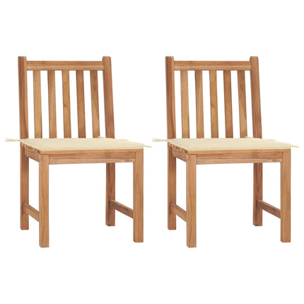 Trädgårdsstolar 2 st med dynor massiv teak
