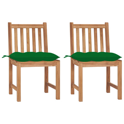 Trädgårdsstolar 2 st med dynor massiv teak
