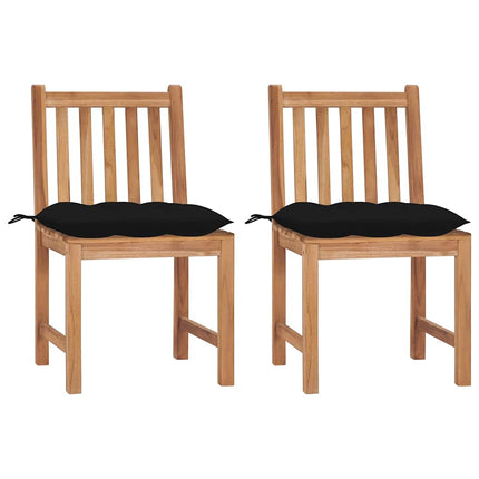 Trädgårdsstolar 2 st med dynor massiv teak
