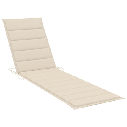 Solsäng med gräddvit dyna massiv teak