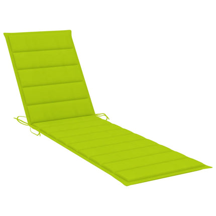 Solsäng med ljusgrön dyna massiv teak