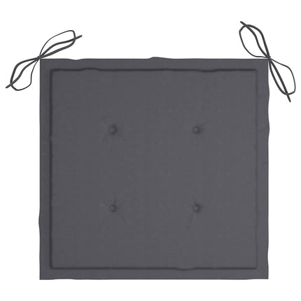 Hopfällbar matgrupp med dyna för trädgården 3 delar massiv teak