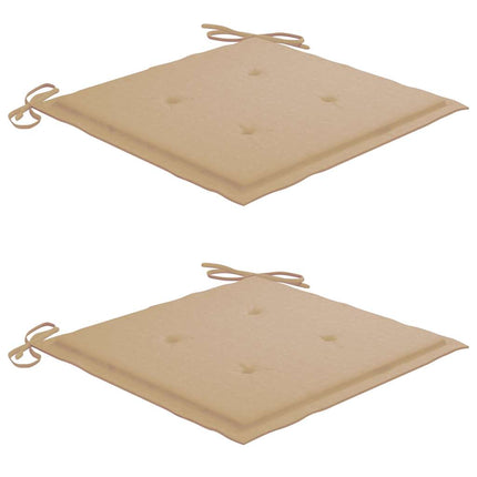 Trädgårdsstolar med beige dynor 2 st massiv teak