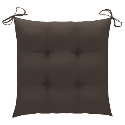 Trädgårdsstolar 2 st med taupe dynor massiv teak