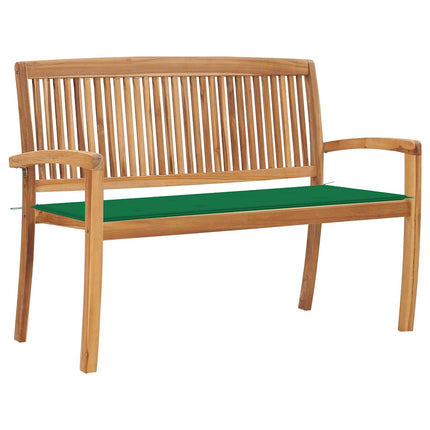 Stapelbar trädgårdsbänk med dyna 128,5 cm massiv teak
