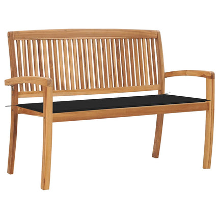 Stapelbar trädgårdsbänk med dyna 128,5 cm massiv teak