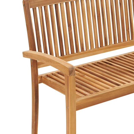 Stapelbar trädgårdsbänk med dyna 128,5 cm massiv teak