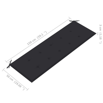 Stapelbar trädgårdsbänk med dyna 159 cm massiv teak
