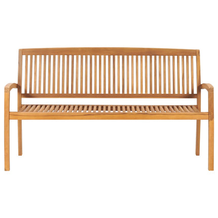 Stapelbar trädgårdsbänk med dyna 159 cm massiv teak