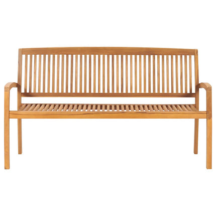 Stapelbar trädgårdsbänk med dyna 159 cm massiv teak