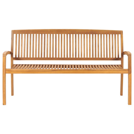 Stapelbar trädgårdsbänk med dyna 159 cm massiv teak