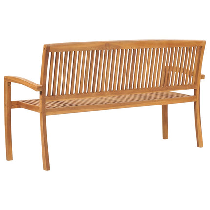 Stapelbar trädgårdsbänk med dyna 159 cm massiv teak