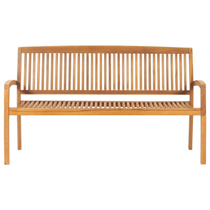 Stapelbar trädgårdsbänk med dyna 159 cm massiv teak