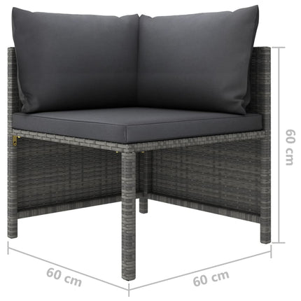 Loungegrupp för trädgården med dynor 9 delar konstrotting grå