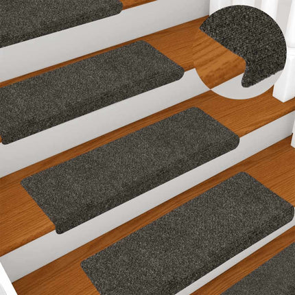 Trappmattor självhäftande 15 st 65x21x4 cm antracit rektangulär kant