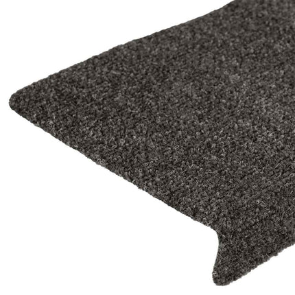 Trappmattor självhäftande 15 st 65x21x4 cm antracit rektangulär kant