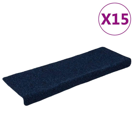 Trappmattor självhäftande 15 st 65x21x4 cm marinblå rektangulär kant