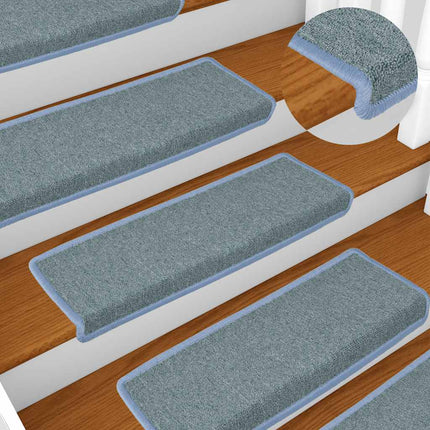 Trappmattor 15 st 65x21x4 cm havsblå rektangulär kant