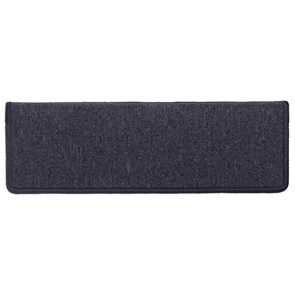 Trappmattor 15 st 65x21x4 cm mörkgrå och blå rektangulär kant