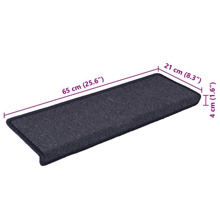 Trappmattor 15 st 65x21x4 cm mörkgrå och blå rektangulär kant