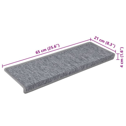 Trappmattor 15 st 65x21x4 cm ljusgrå rektangulär kant