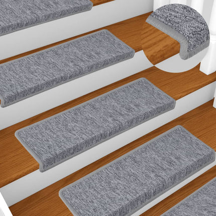 Trappmattor 15 st 65x21x4 cm ljusgrå rektangulär kant
