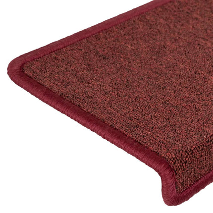Trappmattor 15 st 65x21x4 cm bordeaux rektangulär kant
