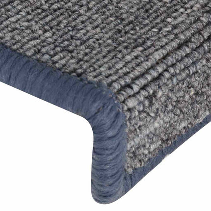 Trappmattor 15 st 65x21x4 cm ljusgrå och blå rektangulär kant