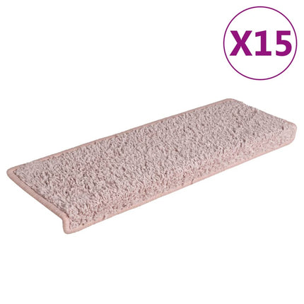 Trappmattor 15 st 65x21x4 cm ljusrosa rektangulär kant