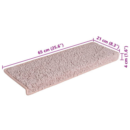 Trappmattor 15 st 65x21x4 cm ljusrosa rektangulär kant