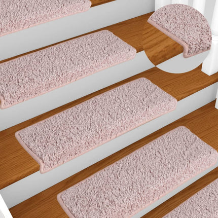 Trappmattor 15 st 65x21x4 cm ljusrosa rektangulär kant