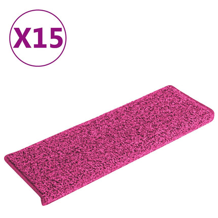 Trappmattor 15 st 65x21x4 cm rosa rektangulär kant