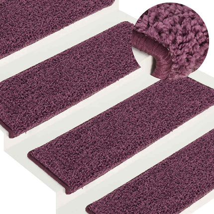 Trappmattor 15 st 65x21x4 cm mörklila rektangulär kant