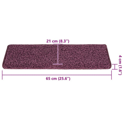 Trappmattor 15 st 65x21x4 cm mörklila rektangulär kant