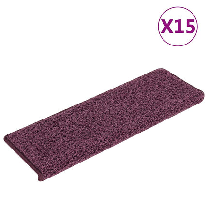 Trappmattor 15 st 65x21x4 cm mörklila rektangulär kant