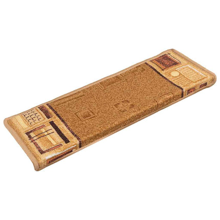 Trappstegsmattor självhäftande 15 st 65x21x4 cm beige