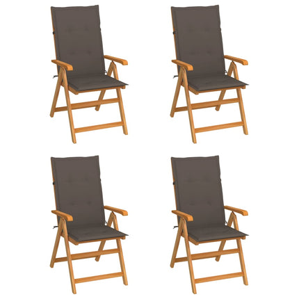Trädgårdsstolar med taupe dynor 4 st massiv teak