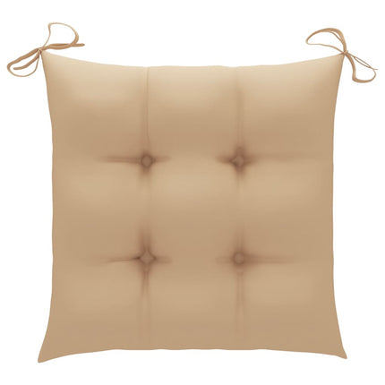 Trädgårdsstolar med beige dynor 6 st massiv teak