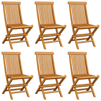 Trädgårdsstolar med röda dynor 6 st massiv teak