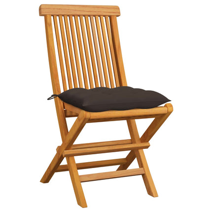 Trädgårdsstolar 6 st med taupe dynor massiv teak