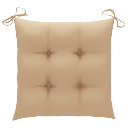 Trädgårdsstolar med beige dynor 4 st massiv teak